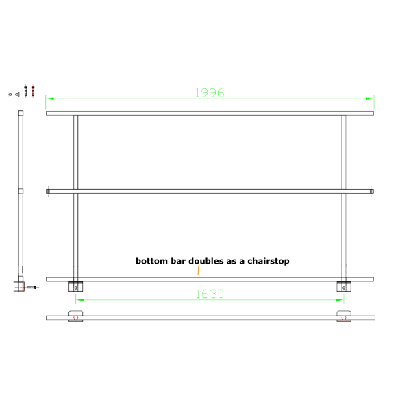 Phantom 2 metre stage guardrail
